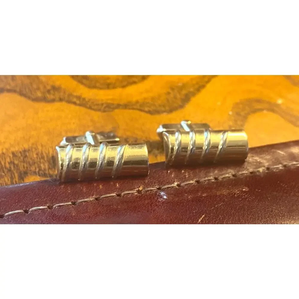 VTG Swank Cufflinks,Gold Tone Ribbed Bar Design